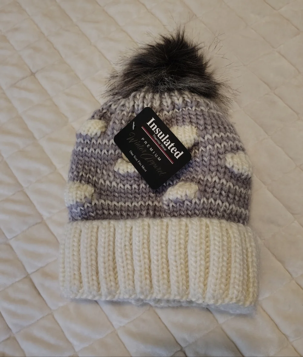 Insulated Knit Beanie with Pom Pom